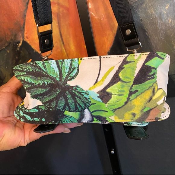 Proenza Schouler PS1 Tropical Print Nylon Pouch Crossbody Bag Ecru Multi Flawed - Picture 10 of 16